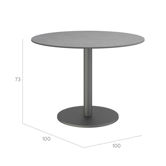 Ronda Single-Pedestal Table Graphite Ø 100 with HPL Shade top