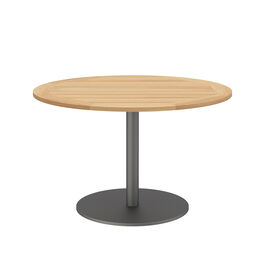 Ronda Single-Pedestal Table Graphite Ø 120 with teak top