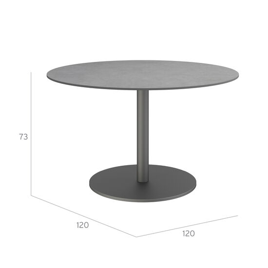Ronda Single-Pedestal Table Graphite Ø 120 with HPL Shade top