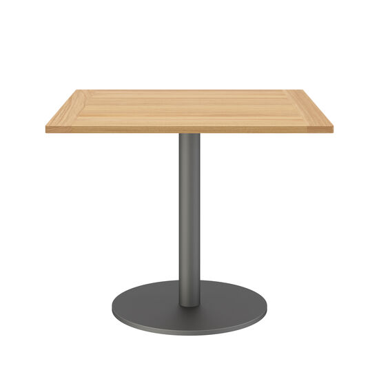 Ronda Single-Pedestal Table Graphite 90 x 90 with teak top