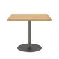 Ronda Single-Pedestal Table Graphite 90 x 90 with teak top