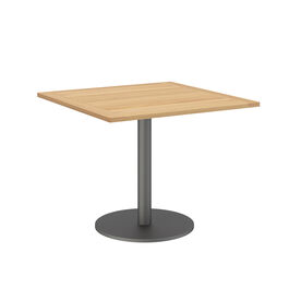 Ronda Single-Pedestal Table Graphite 90 x 90 with teak top