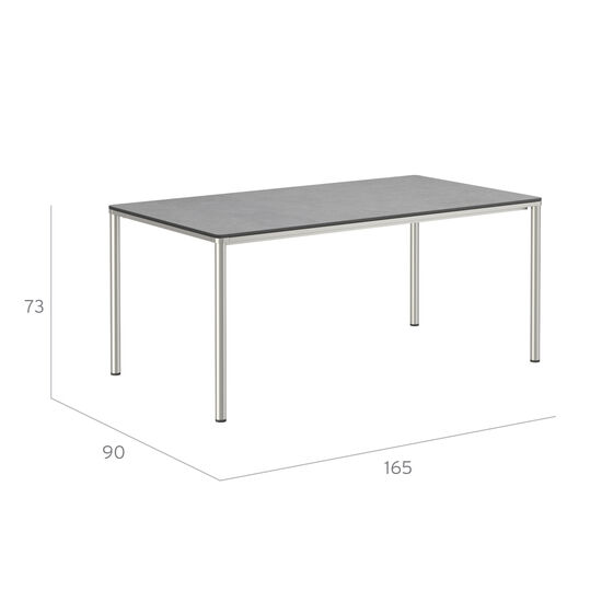 Portland Table Stainless Steel 165 x 90, with HPL top Stone