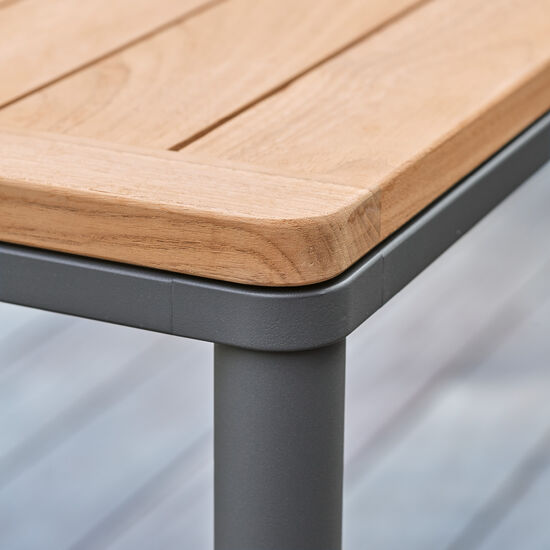 Portland Extending Table Graphite 240-300 x100 with teak top