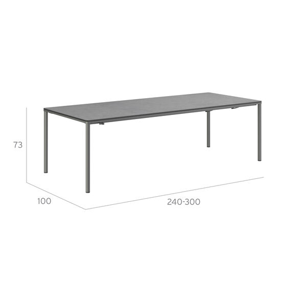 Portland Extending Table Graphite 240-300 x100 with HPL top Shade