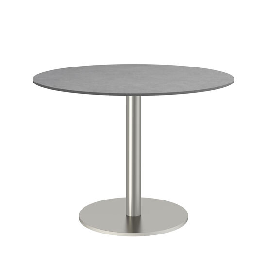 Ronda Single-Pedestal Table Stainless Steel Ø 100 with HPL Stone top