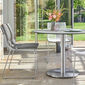 Ronda Single-Pedestal Table Stainless Steel Ø 100 with HPL Stone top