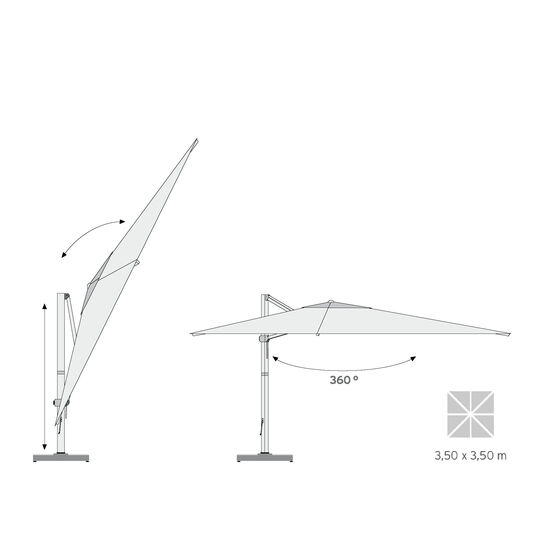 Positano Parasol 3.50 x 3.50 m square, Ivory