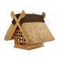 Birdhouse with Thatched Roof, Teak