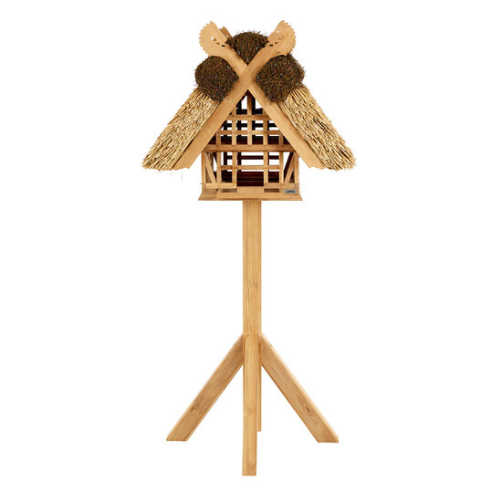 Birdhouse with Thatched Roof, Teak