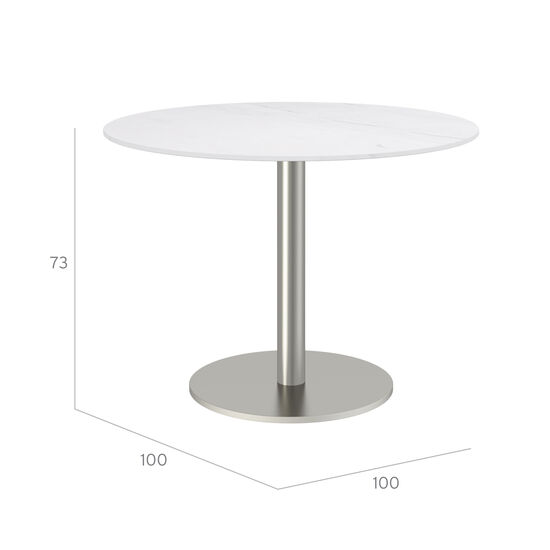 Ronda Single-Pedestal Table Ø 100 Ceramic Marble White