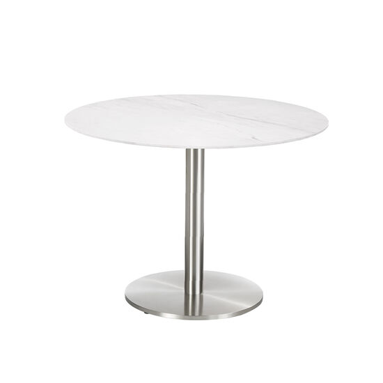 Ronda Single-Pedestal Table Ø 100 Ceramic Marble White