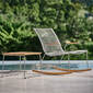 Pan Side Table Stainless Steel 48 x 48, Teak