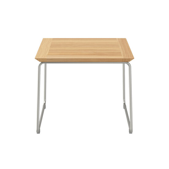 Pan Side Table Stainless Steel 48 x 48, Teak