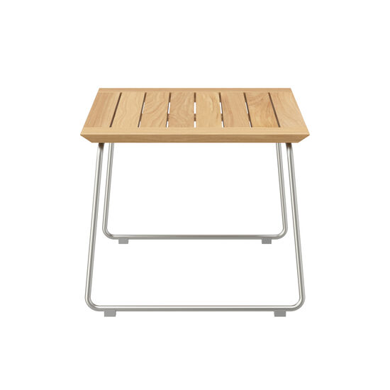Pan Side Table Stainless Steel 48 x 48, Teak