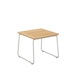 Pan Side Table Stainless Steel 48 x 48, Teak