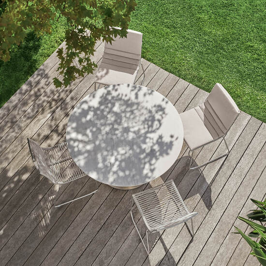 Ronda Single-Pedestal Table Ø 120 Ceramic Marble White