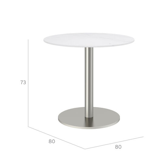Ronda Single-Pedestal Table Ø 80 Ceramic Marble White