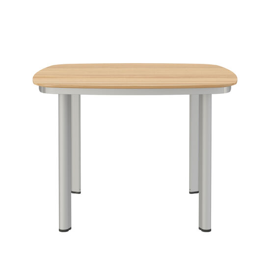 Temper Table Anodised Aluminium 105 x 105 with teak top