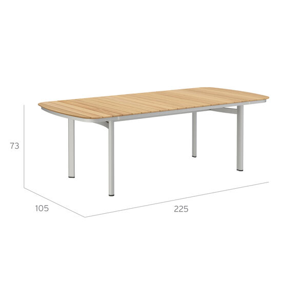 Temper Table Anodised Aluminium 255 x 105 with teak top