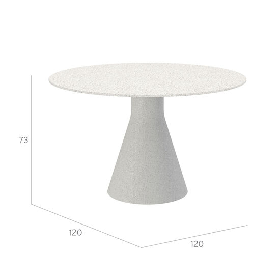 Namur Single-Pedestal Table lightweight concrete round 120 table top terrazzo mosaic