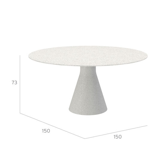 Namur Single-Pedestal Table lightweight concrete round 150 table top terrazzo mosaic
