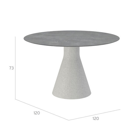 Namur Single-Pedestal Table lightweight concrete round 120 with ceramic top