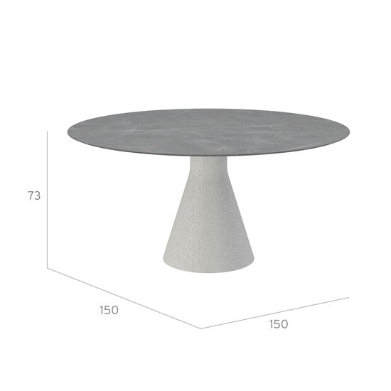 Namur Single-Pedestal Table lightweight concrete round 150 with ceramic top