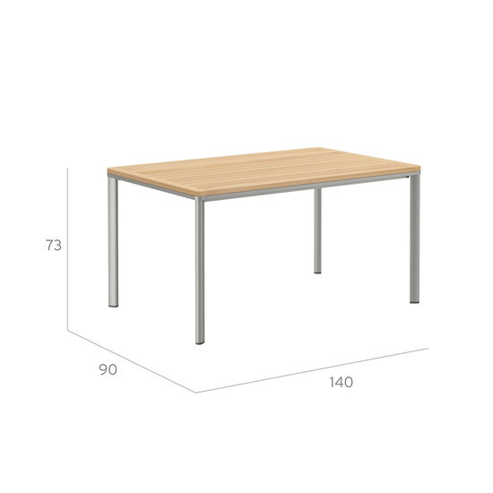 Portland Table Silk Aluminium 140 x 90  with teak top