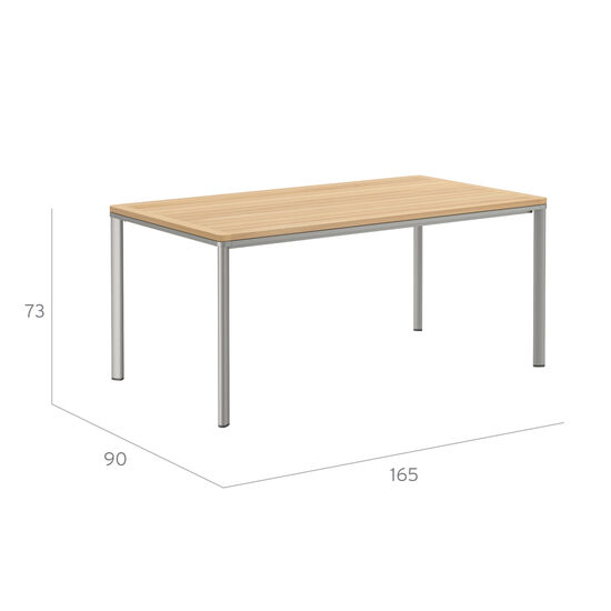 Portland Table Silk Aluminium 165 x 90 with teak top