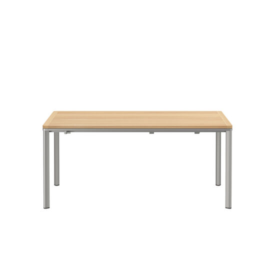 Portland Extending Table Silk Aluminium 165-225 x 90 with teak top