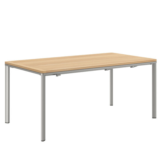 Portland Extending Table Silk Aluminium 165-225 x 90 with teak top