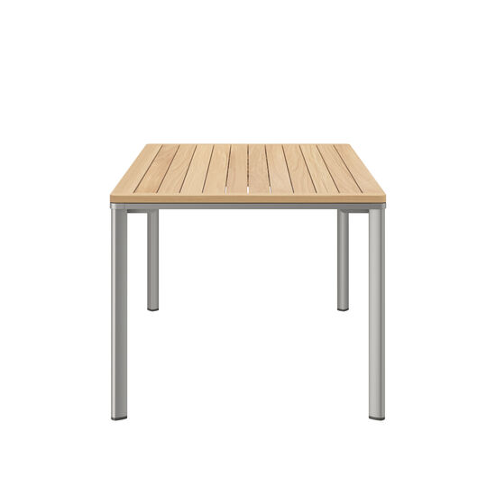 Portland Extending Table Silk Aluminium 165-225 x 90 with teak top