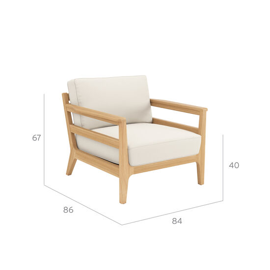 Newhaven Armchair incl. cushion in the design "Linum/seams Linum"
