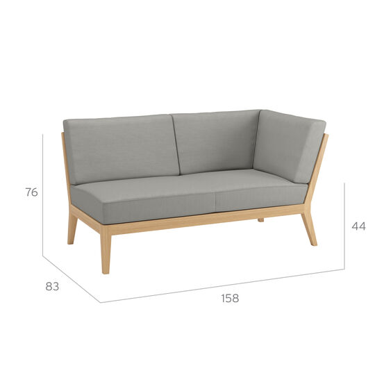 Valencia Lounge Chaise Longue with armrest left in the design "Stone/seams Stone"