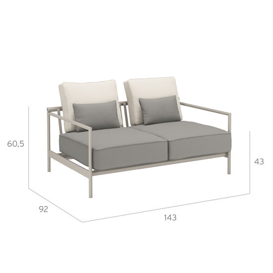 Loreto Two-Seater incl. cushions in the design "Stone/Linum"
