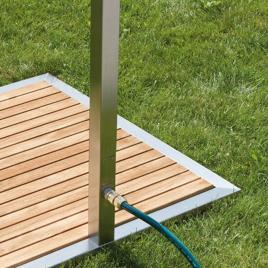 Garden Shower Stainless Steel with Teak Base Plate