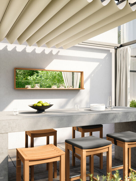 Fascino Mirror with teak frame, horizontal