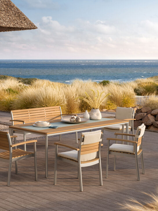 Portland Table Anodised Aluminium/Teak 220 x 100