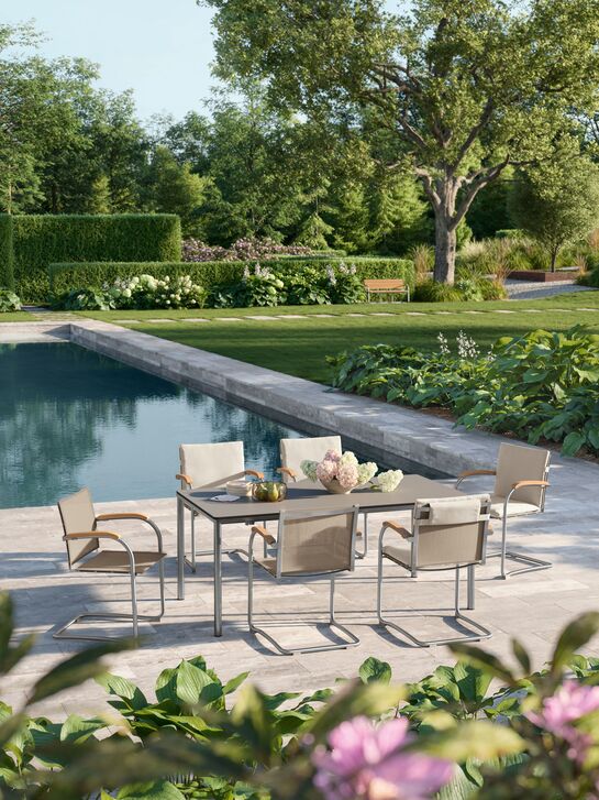 Portland Extending Table Stainless Steel/HPL Shade