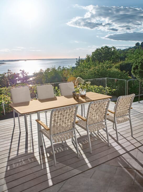 Portland Extending Table Aluminium/Teak