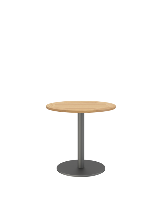 Ronda Single-Pedestal Table Graphite Ø 80 with teak top