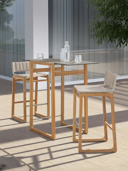 Benton Bar Table Teak/HPL Shade, extendable