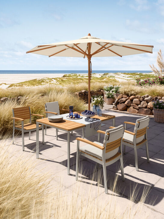 Portland Table Anodised Aluminium/Teak 140 x 90