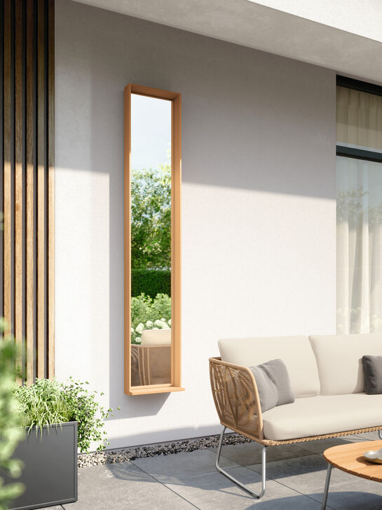 Fascino Mirror with teak frame, vertical narrow
